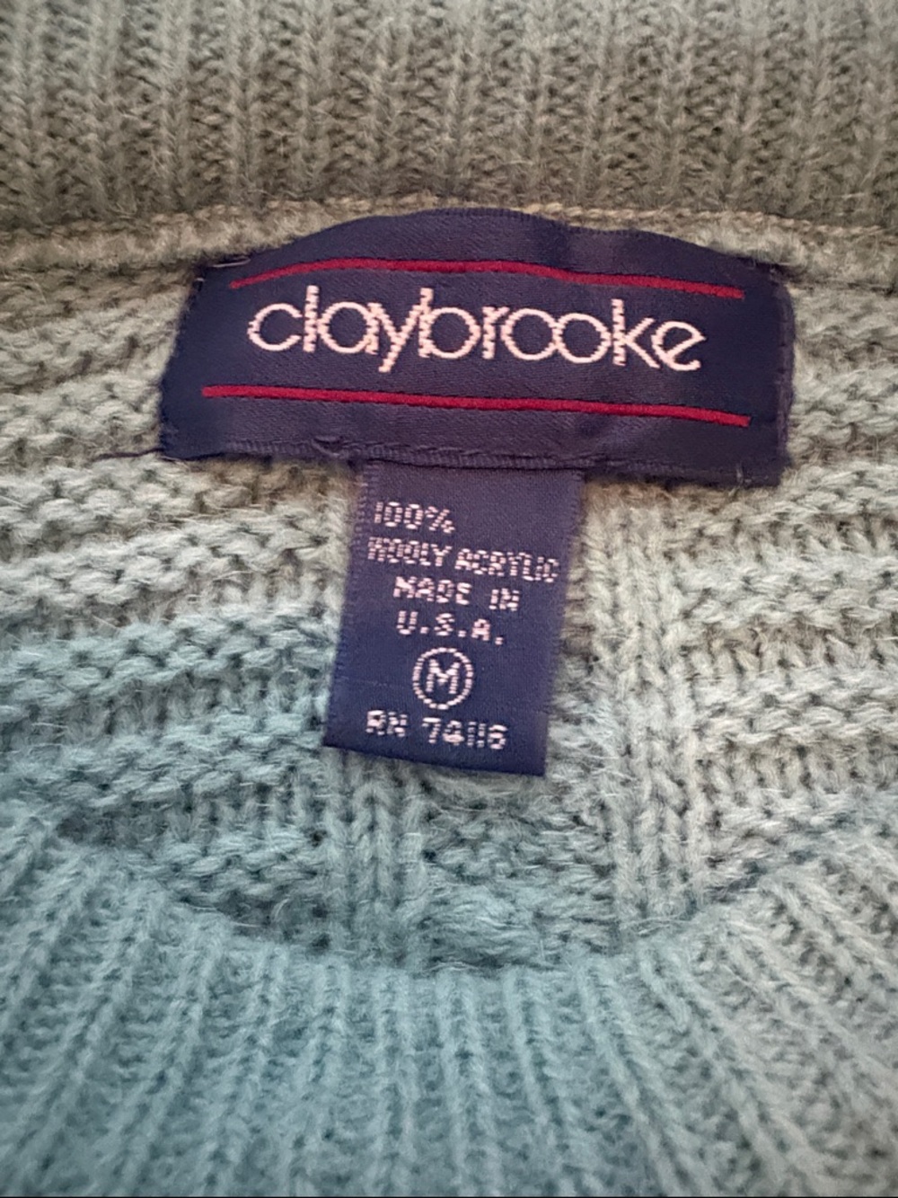Claybrooke Vintage Y2K Textured Crewneck Pullover Sweater New Old Stock Teal M - Picture 4 of 6